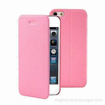 Slim folio leather case for iPhone, with PC holder